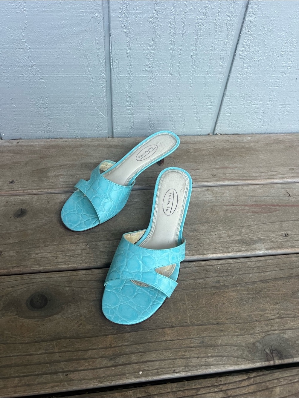 Talbots Turquoise Open-Toe Slide Mules